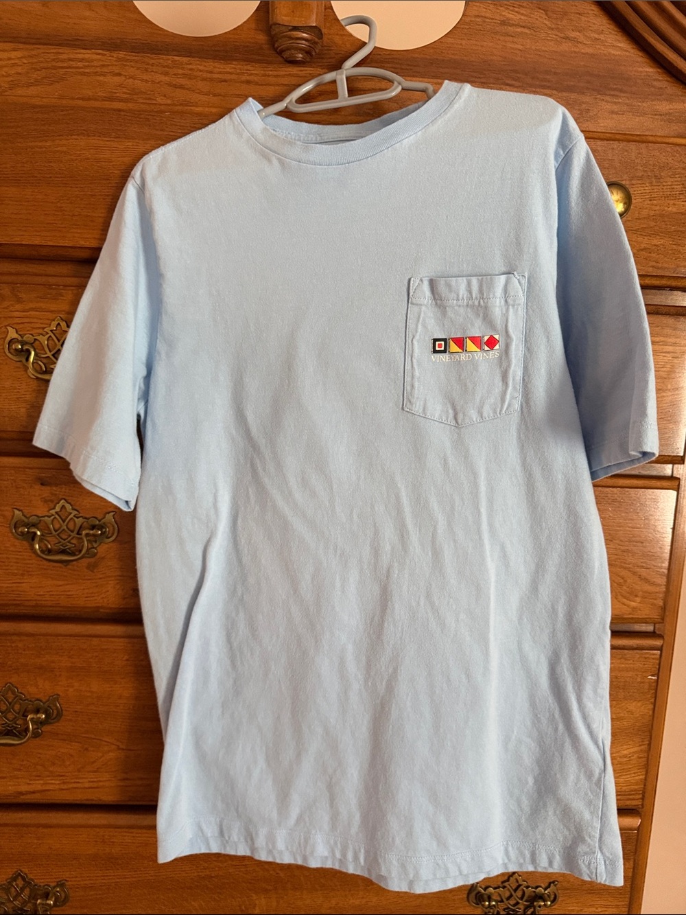 Vineyard Vibes Pocket Crewneck T‑Shirt - Light Blue